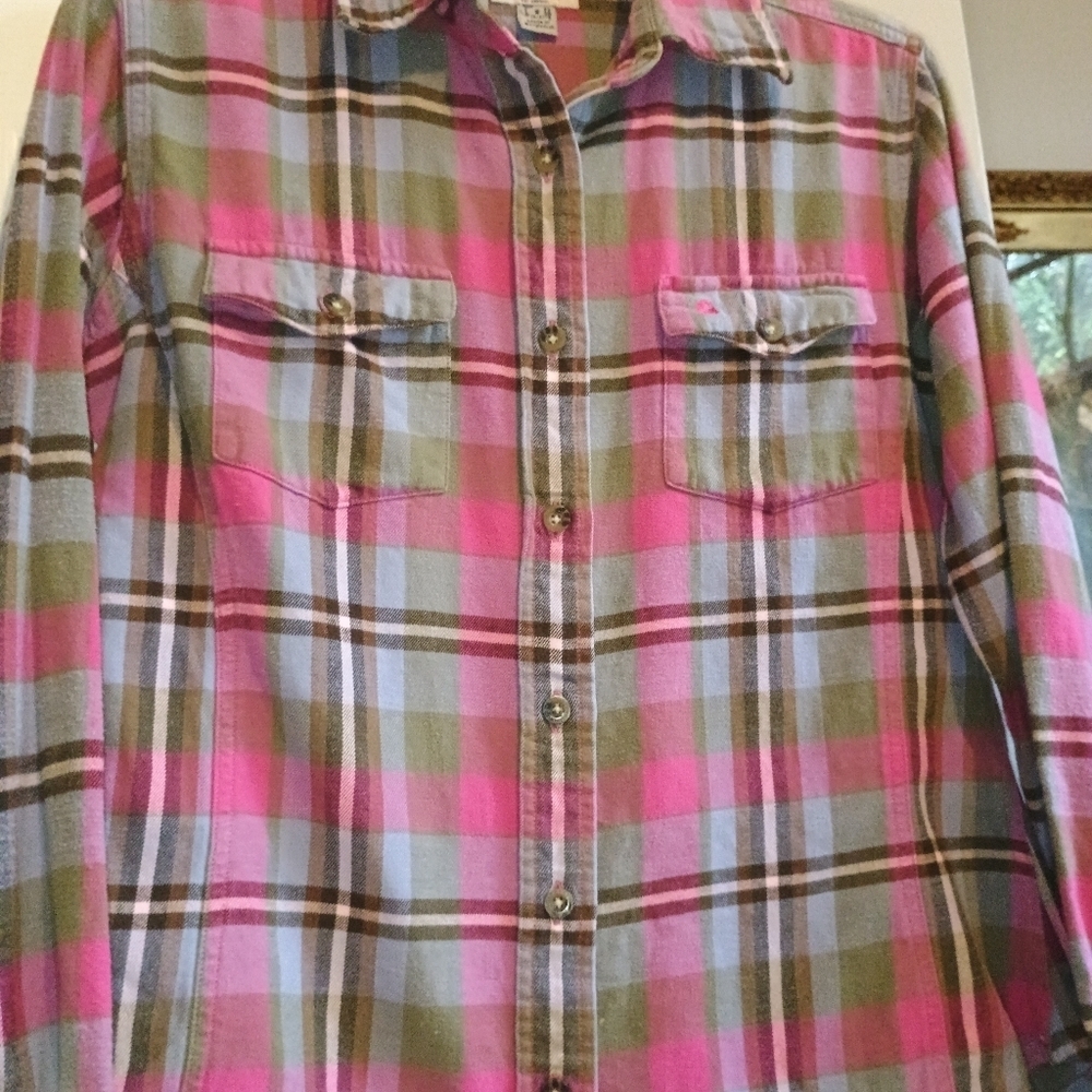 Carhartt Women’s Plaid Flannel Shirt Small Pink Green Double Pocket Outdoor Work - Picture 8 of 10